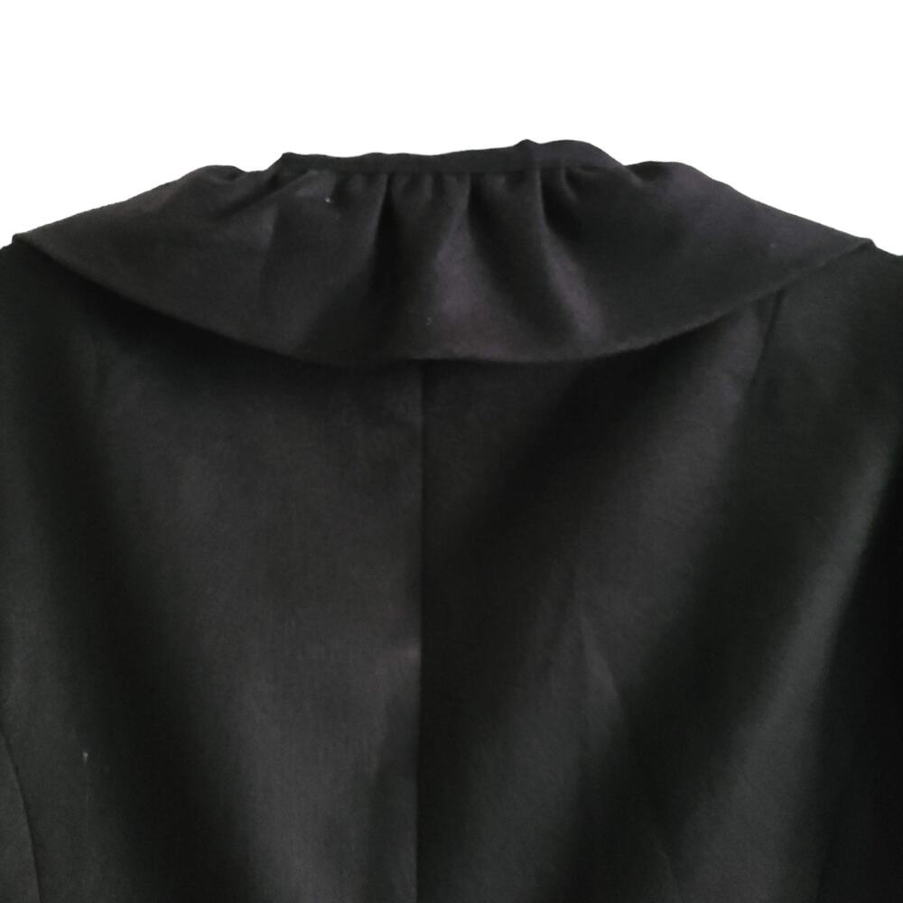 BANANA REPUBLIC Wool Cashmere Ruffled Lapel Button Front Black Blazer Women's 2 - Picture 4 of 11